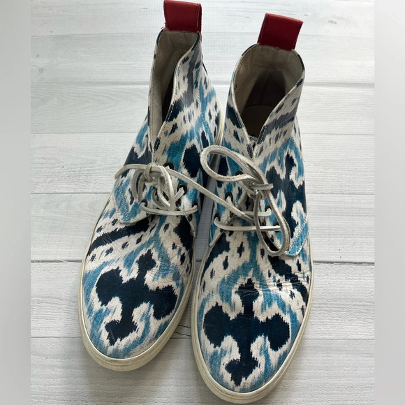 RARE Del Toro Blue Printed Leather Chukka Sneakers Size 11 - Picture 2 of 9